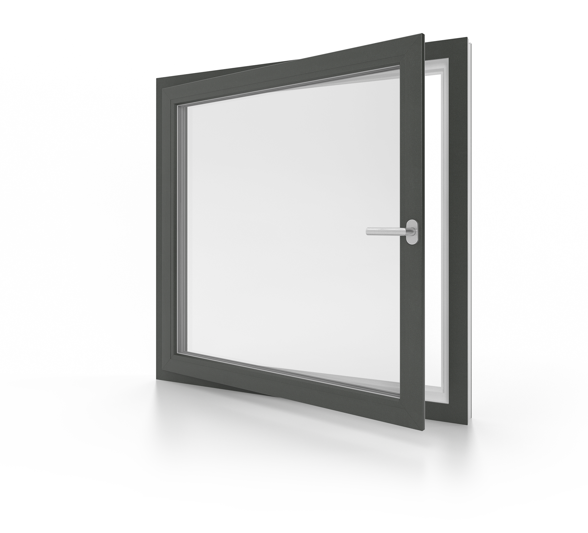 Aluplast kunststof raam in antraciet, officiële productvisual